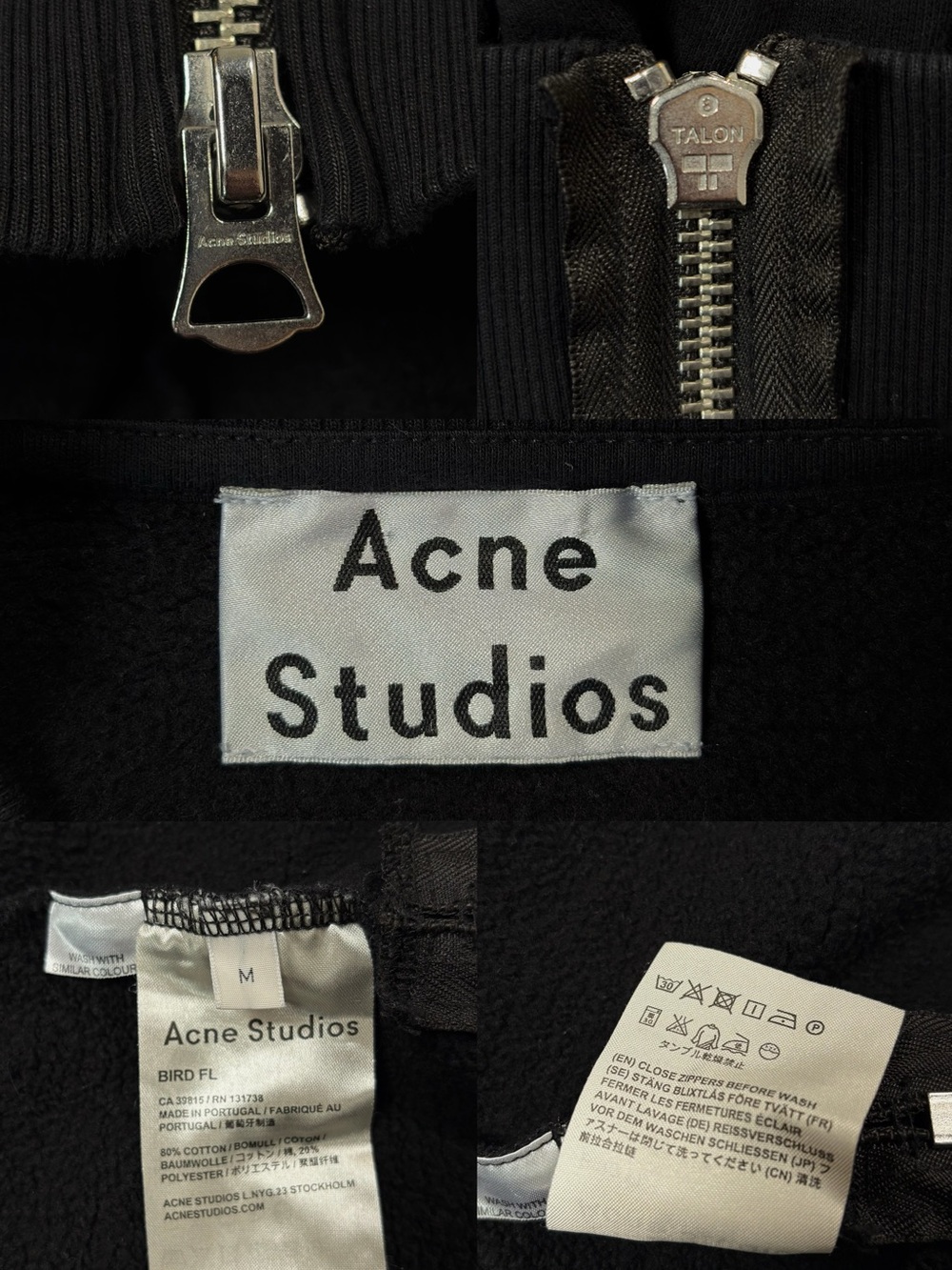 ACNE STUDIOS BIRD FL Black Cropped Avantgarde Y2K Zip Sweatshirt RRP600$ - Picture 10 of 15